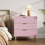 Garvee Cómoda Rosa Moderna 3 Cajones con Tiradores Dorados para Dormitorio y Sala, 71×43×76 cm, MDF Resistente y Patas Metálicas Antivuelco