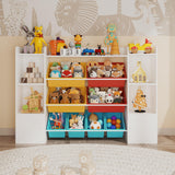 Garvee Organizador De Juguetes Con 8 Cajas Removibles Y 6 Compartimentos, Estantería Para Niños, Diseño 3 En 1, Material Resistente, Fácil Montaje, Blanco - Blanco & Marco Amarillo/Rojo/Azul