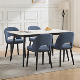 Garvee Juego de 4 Sillas de Comedor Tapizadas en Tela Azul con Respaldo Hueco de Madera, Cojines Gruesos para Cocina y Restaurante, 46 x 52 x 78 cm - Azul-Diseño Abierto