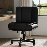 Garvee Silla Criss Cross con Ruedas, Diseño Ergonómico, Ajustable, Material Metálico, Oficina y Hogar, Estable, Negra - Negro