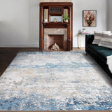 Garvee Alfombra Moderna Abstrakt Garvee 200x290cm lavable antideslizante poliéster pelo corto gris azul salon dormitorio 1200gsm 100% poliéster 350g felpa perla base lavable plegable - Gris & Azul