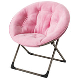 Garvee Silla Saucer De Piel Sintética Rosa, Silla Luna Plegable Con Marco Metálico, Asiento Flor Acolchado Para Dormitorio Y Sala - Rosa