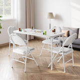Garvee Conjunto de Mesa Plegable 122cm y 4 Sillas, Acero Resistente, Tapizado en PU, para Picnic y Eventos, Portátil, Antideslizante - Gris