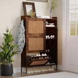Garvee Gabinete Organizador de Zapatos de Ratán con 3 Cajones Abatibles y Estantes Ajustables Mueble Zapatero Vintage Compacto para Entrada y Pasillo,Vintage - Vintage