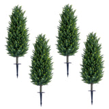Garvee Set de 4 Árboles Artificiales Topiarios de 110 cm con Estacas para Tierra Plantas de Eucalipto y Cedro Resistentes a Rayos UV para Interior y Exterior, Verde - 110 cm