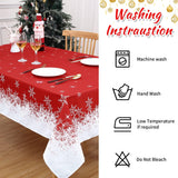 Garvee Mantel Navideño Impermeable y Lavable Copos de Nieve Rojo 137x274cm Para Comedor y Fiestas - Red