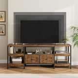 Garvee Mueble TV Vintage Industrial de Madera y Hierro - 160 cm para TVs hasta 165 cm, con 2 Cajones y Estantes Abiertos, MDF Vintage, Marco Metálico Resistente, Almacenaje Multifuncional, Fácil Montaje - Vintage