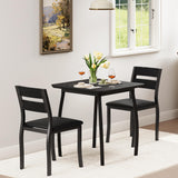 Garvee Conjunto De Comedor 3 Piezas Para 2 Personas, Mesa Compacta Con Tablero MDF, Sillas Tapizadas, Negro, Ideal Para Apartamentos Pequeños - Black