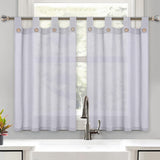 Garvee Cortina de Cocina Tiers Farmhouse Lino Sintético Texturizado Gris 69×91 cm para Cocina y Baño