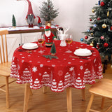 Garvee Mantel redondo Navidad patrón copos nieve pino resistente agua fácil limpieza interior 152cm rojo - Rojo