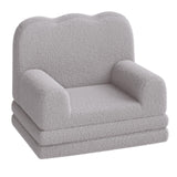 Garvee Sofá Infantil 2 en 1 Convertible con Diseño Onda, Fleece Teddy Suave, Cojín Ergonómico, Funda Lavable para Cuartos y Juegos, Ligero y Versátil - Grey
