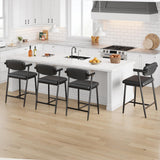 Garvee Conjunto De 6 Taburetes De Barra Modernos Con Brazos Y Respaldo, Asiento Ancho Tapizado, Estructura Metálica Resistente, Altura De Mostrador, Negro Retro Para Cocina Y Barra - Negro Retro