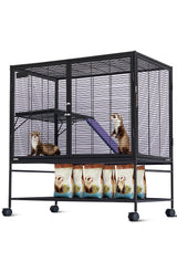 Garvee Jaula Para Pequeños Animales De Metal 39''H - Multi-Niveles, Rampa, Bandeja Extraíble, Ruedas Con Frenos - Ideal Para Conejos Y Hurones - 