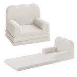 Garvee Sofá Infantil Convertible 2-en-1 con Espuma Densa y Sherpa Suave, Blanco Ondulado, Ideal para Juegos y Descanso, Ligero y Seguro - Blanco Ondulado