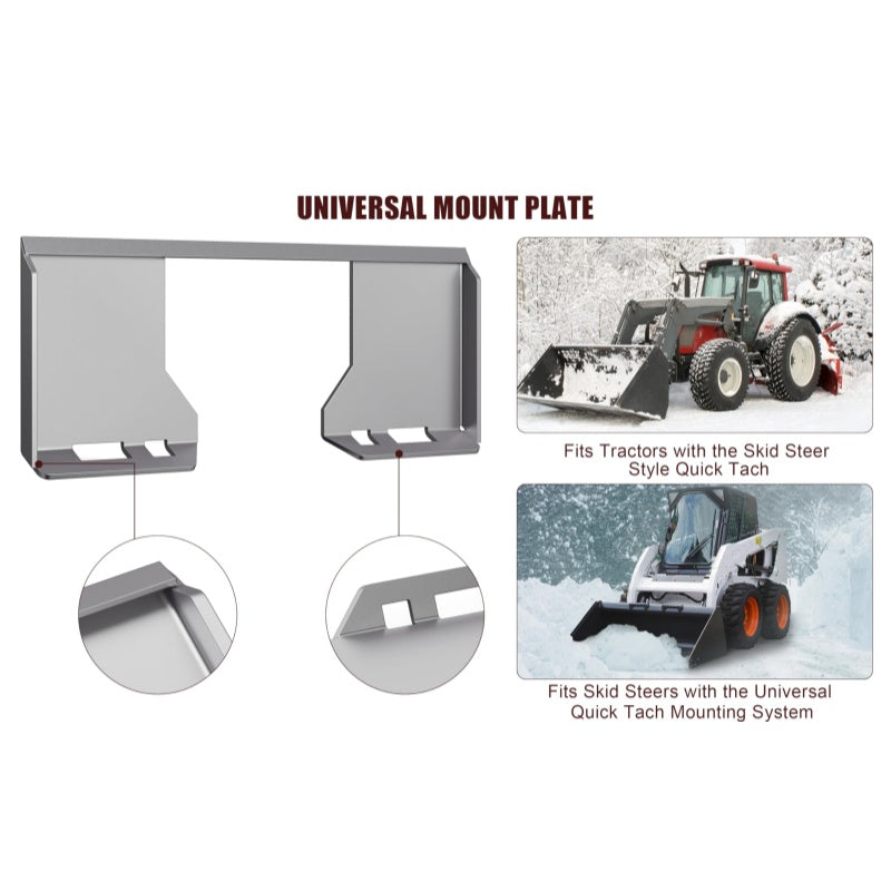 Garvee Placa de Montaje Universal para Skid Steer de Acero Q235B, 0.79cm de Espesor, 116.84x46.99cm, Capacidad 2721.55kg, Antióxido para Construcción