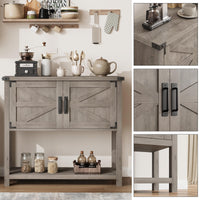 Garvee Consola de mesa Garvee con 2 cajones y estante inferior para entrada, sala de estar, pasillo, 110x30x78CM, estilo ratán gris