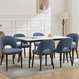 Garvee Juego De 6 Sillas De Comedor De Madera Con Tapizado De Tela Moderna Para Cocina Y Restaurante, Respaldo Alto, Asiento Profundo, Estructura Robusta, Varios Colores - Azul