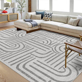 Alfombra Garvee para sala 200x290 Gris, pelo corto, lavable, antideslizante, para salón y dormitorio, de poliéster - Gris