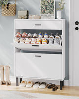 Garvee Gabinete Estrecho para Zapatos de Entrada con 3 Cajones y Estantes Ajustables para Pasillos y Porches, Madera Natural, Seguro y Fácil de Montar