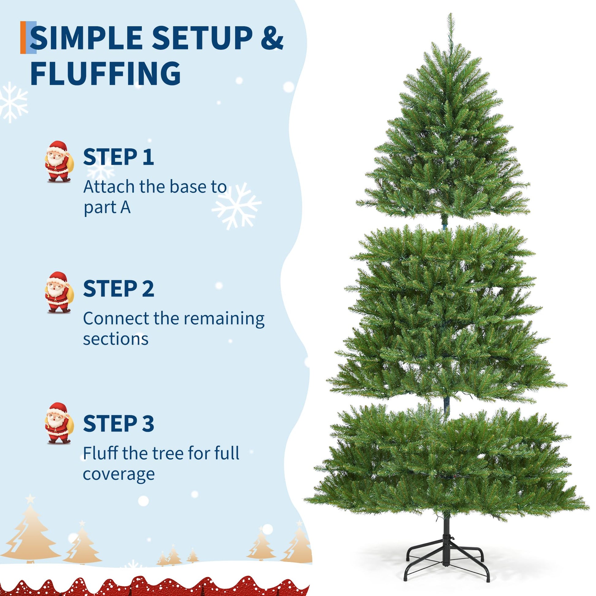 Garvee Árbol de Navidad Artificial con Iluminación LED, Realista y Fácil de Montar, Materiales PVC y PE, 270 cm, para Interior y Exterior