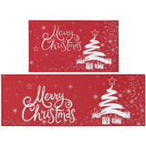 Garvee Alfombrillas cocina Navidad set 2 lino árbol Navidad suelos baño cocina decoración 100% poliéster 1900gsm rojo verde 40x60cm 40x120cm Alemania fondo caucho
