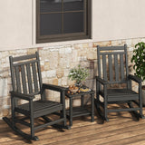 Garvee Juego de 2 Mecedoras Adirondack y Mesa Auxiliar de Jardín HDPE Textura Madera Capacidad 158 kg Negro - Negro