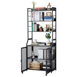 Garvee Escritorio con estantería 2 en 1, metal y tablero, para oficina y hogar, 178cm de alto, estilo industrial, negro/marrón/blanco - Negro