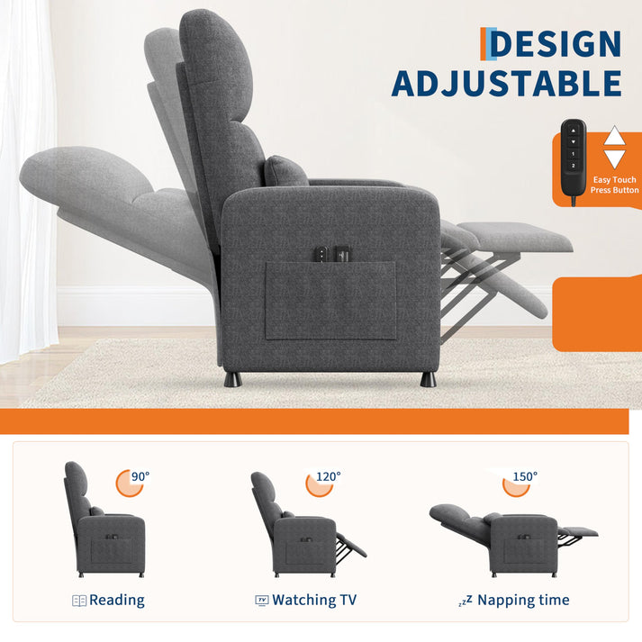 Ajuste Eléctrico de Posición Garvee Sillón reclinable eléctrico con ajuste de 105 a 165 grados para relax