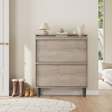 Garvee Zapatero De Madera Con 2 Cajones Abatibles y Estante Ajustable para Entrada y Sala, Elegante y Duradero - Gris