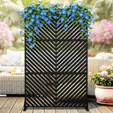 Garvee Panel de Privacidad Exterior con Soporte, Pantalla Decorativa 198x122cm, Acero Resistente, Base Estable, para Jardín y Balcón