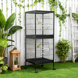Garvee jaula Colgante para Pájaros con Perchas de Madera, Metal Apilable Doble, Multi Puertas, Ruedas Giratorias, Interior para Canarios y Periquitos 52×50×140 cm