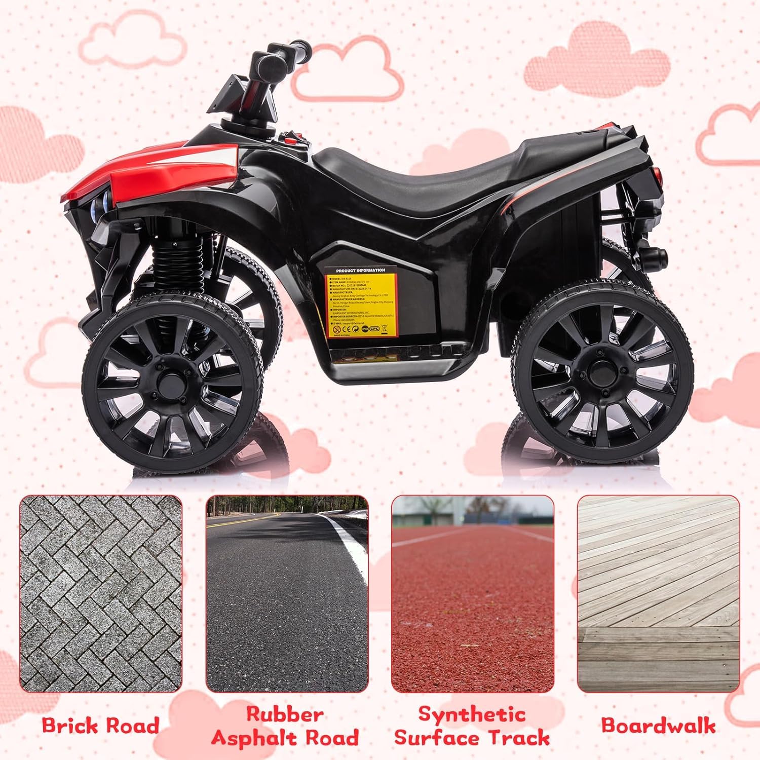 Luces LED encendidas y detalles frontales del quad
