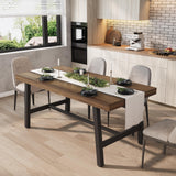 Garvee Mesa de Comedor Industrial para 4-6 Personas con Marco Metálico Resistente y Acabado Rústico Marrón, 160 cm, Ajustable y Estable - Marrón