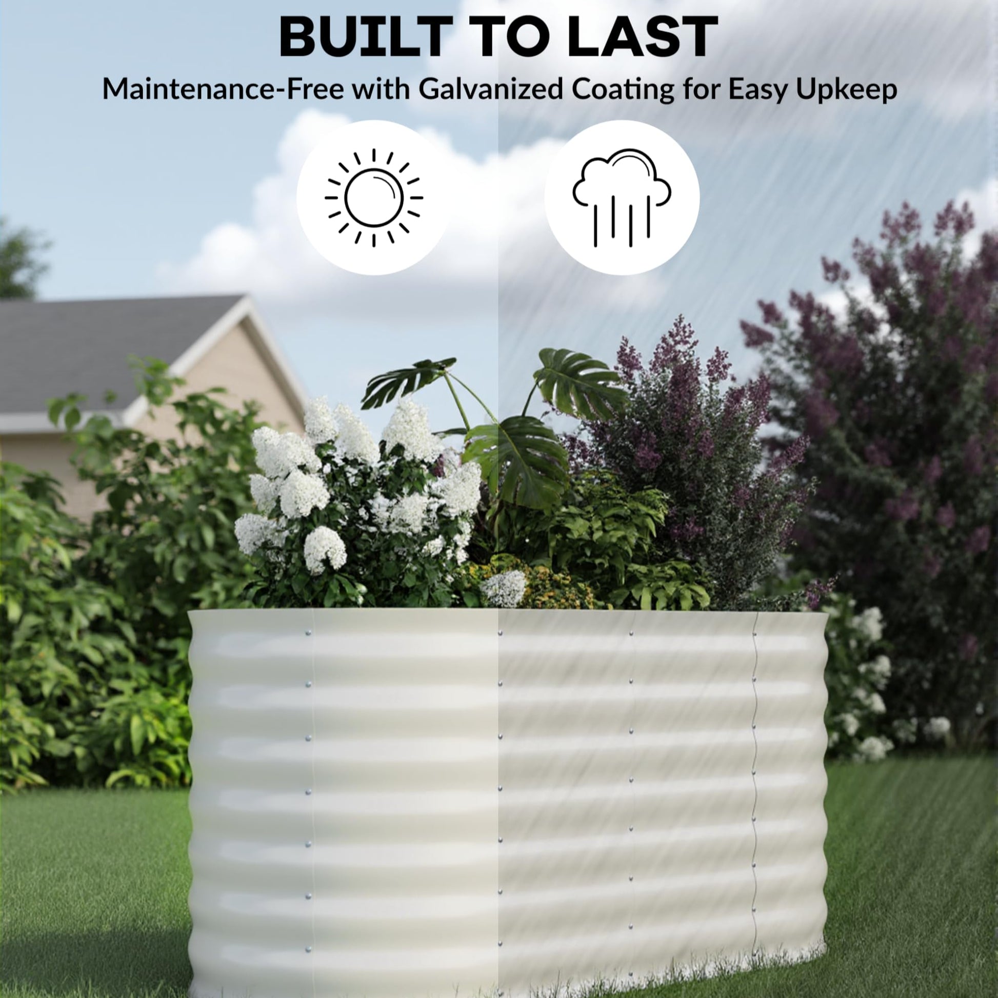 Garvee Jardineras Elevadas Galvanizadas 2 Pzs 122x61x61cm Beige - Acero Galvanizado, Resistente a la Oxidación, Jardinería Exterior