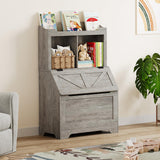 Garvee Estantería infantil 121.41cm con almacenaje de juguetes, madera resistente, diseño seguro y multifuncional para dormitorio y guardería, color natural - Gris Rústico