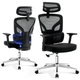 Garvee Silla De Oficina Ergonómica Con Respaldo Alto Y Malla, Soporte Lumbar Ajustable, Reclinable, Estructura Metálica Para Hogar Y Oficina, Negro - Negro