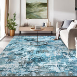 Garvee Alfombra Moderna Abstracta Lavable Antideslizante Suave Plegable Polipropileno Resistente Bajo Pelo Para Sala Y Dormitorio - 160*230Cm-Azul