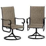 Garvee Sillas Giratorias 360° para Patio, Juego de 2 con Respaldo Alto Ergonómico, Tela Textilene Resistente, Asiento Reclinable, Estructura de Acero, Jardín y Terraza, Negro - Marrón