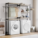 Garvee Estantería Doble para Lavadora y Secadora de MDF y Hierro, 5 Niveles, 45kg Capacidad, Interior 30", Gris y Negro, Antióxido, Fácil Montaje - Gris & Negro