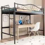 Garvee Cama Alta de Estructura Metálica con Escalera Removible para Jóvenes en Dormitorios Pequeños 181kg Negra