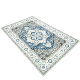 Garvee Alfombra Larga Oriental Floral Tradicional Lavable A Máquina Resistente A Manchas Azul Claro 160x230 cm - Azul1