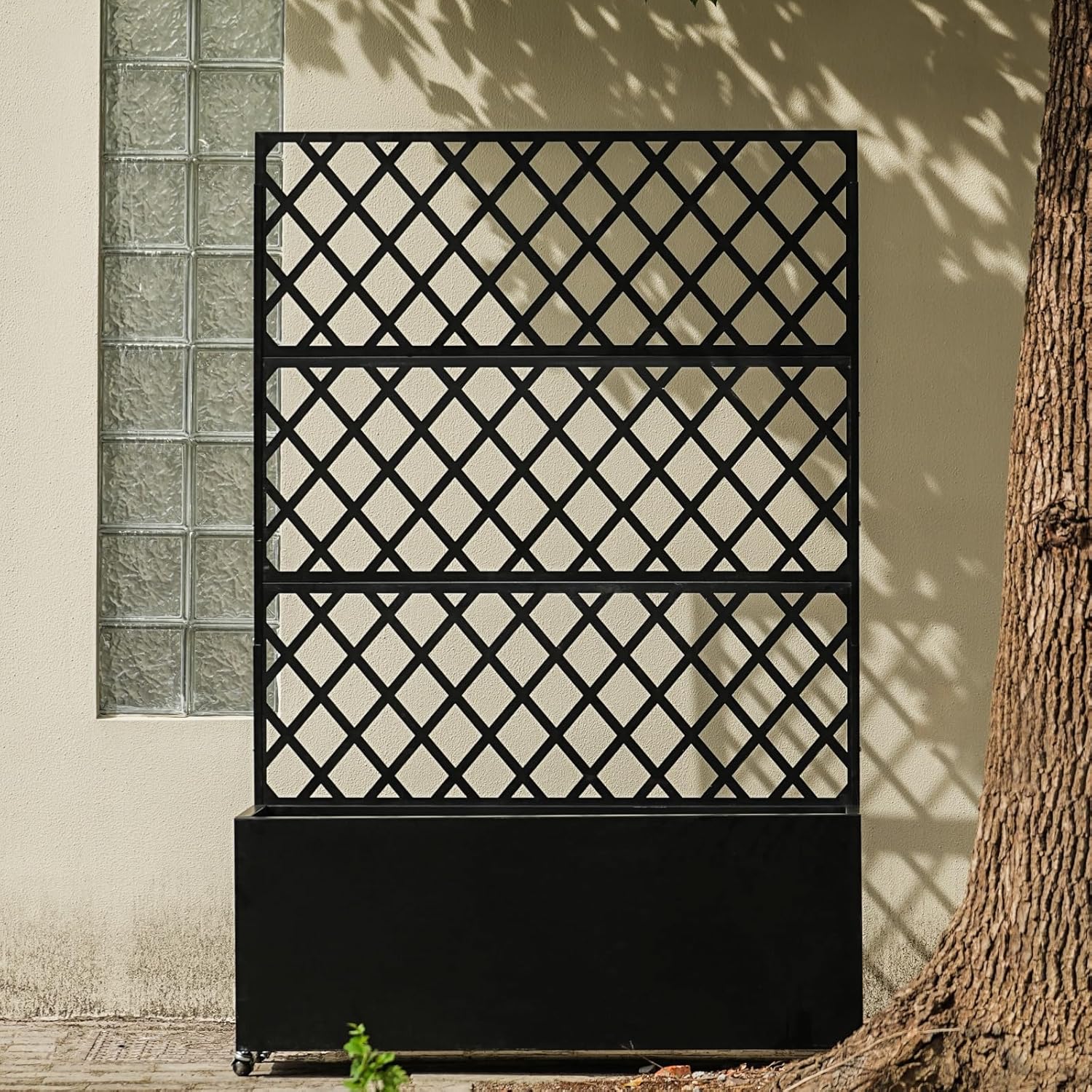 Garvee Jardinera Elevada de Acero Galvanizado Enrejado Ruedas Bloqueables Con Drenaje Fácil Montaje Resistente Versátil 89x180cm Patio Balcón Negro