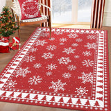 Garvee Alfombra Navidad Grande 140x200cm moderna microfibra lavable antideslizante salon dormitorio - Rojo
