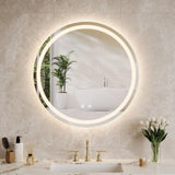 Garvee Espejo De Baño Redondo 50cm Con Luz LED Antiniebla Vidrio Reforzado Sensor Táctil Regulable Para Baño Moderno