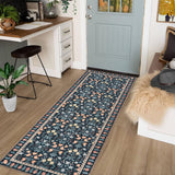 Garvee Alfombra Moderna de Pelo Fino Simulado Cordero, 100% Poliéster 1200gsm, Estampado Floral Estilo Feng Cai Dang Yang, Antideslizante Lavable Plegable, Negra, 80x150cm, para Sala y Cuarto Infantil - Negro