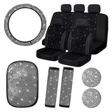 Garvee Set 15 Fundas Asiento Coche Terciopelo Brillante Cristal Volante Blanco 38cm Mujer - Diamante blanco