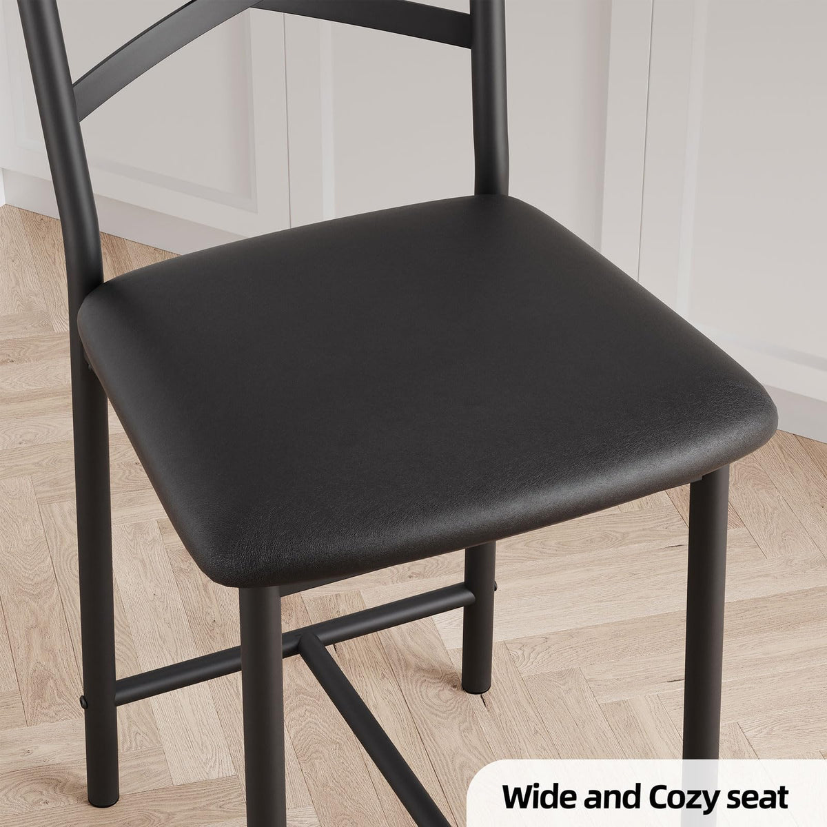 Garvee Juego de 4 Taburetes Altos de Bar con Respaldo Metálico en X para Isla de Cocina o Comedor 56cm Negro