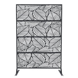 Garvee Panel de Ocultación de Metal 117x180cm, Pantalla de Privacidad Decorativa para Jardín y Terraza, Valla de Acero Exterior Diseño Hojas, Negro - Negro （Hoja）