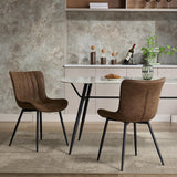 Garvee Sillas De Comedor Modernas Mid Century Tapizadas En Cuero Sin Brazos Respaldo Ergonómico Patas De Metal Marrón Para Comedor Y Sala De Espera - Marrón