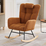 Garvee Sillón Mecedora de Lactancia Butaca Mecedora de Borreguito con Patas de Madera y Bolsillo Lateral para Dormitorio Bebé y Salón Marrón - Marrón